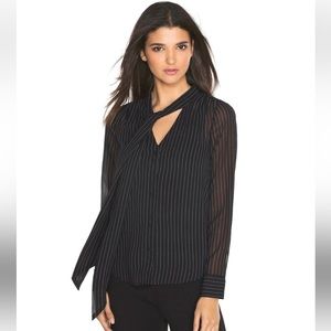 White House Black Market Tie Neck Long-sleeve Blouse - Large EUC